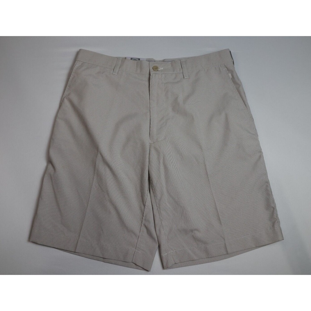 Champion Tour Mens Shorts Sz 32β Gray Pinstripe Flat Front Performance Wear Golf
